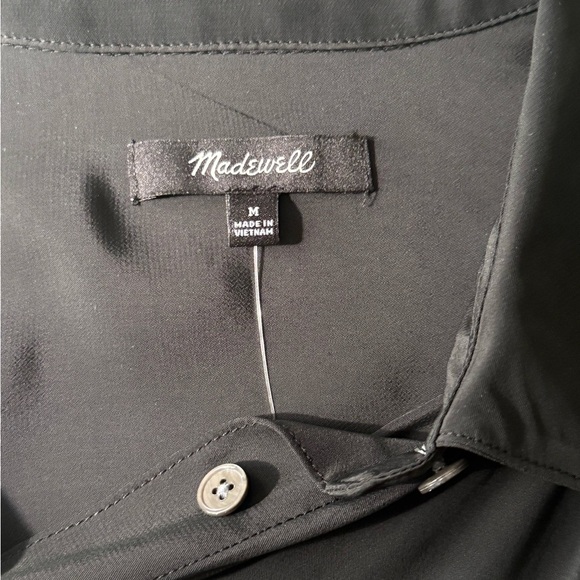 Madewell Relaxed Button-Front Mini Dress – Black, Size Medium NWT - Picture 9 of 12